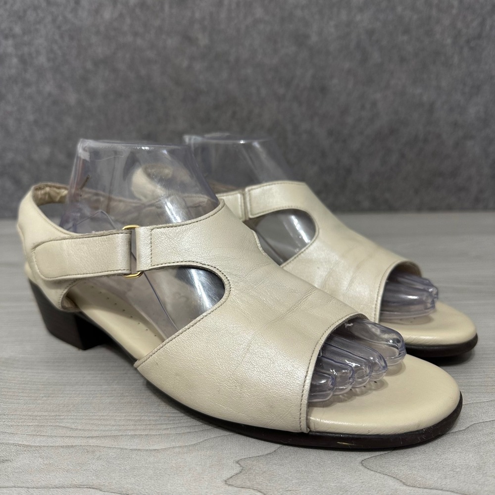 SAS Suntimer Sandals Womens 9 Pearl Leather Slingback Comfort Low Heel USA